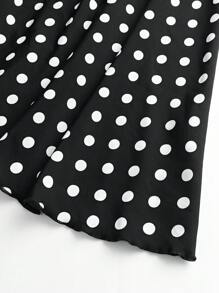 SHEIN Clasi Women's Polka Dot Printed Spliced Belted Dress - Multicolor - View 5