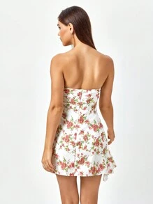 PARTHEA Vestido tubo con estampado floral fruncido lateral - Multicolor - Ver 2