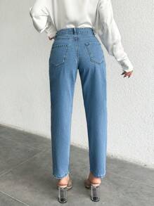 RueChic 高腰直筒牛仔裤