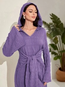 Modelyn 女士擴腿袖打結腰a字裙 - 淺灰紫 - 查看 4