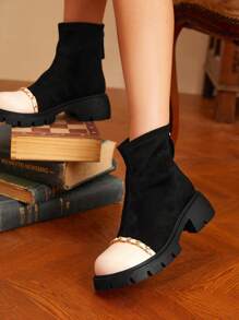 SheIn MOD Giày ống Ankle - Đen và trắng - Xem 3