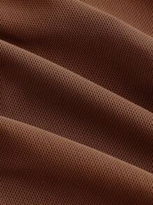 SHEIN MOD Knot Front Bell Sleeve T-Shirt - Brown - View 3