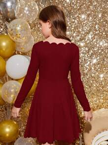 SHEIN Vestido Feminino De Malha Elegante De Manga Comprida Ondulado