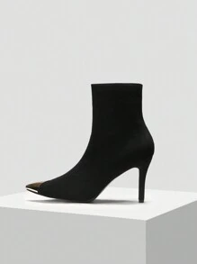 MOTF PREMIUM Botas De Moda De Mujer De Punta - Negro - Ver 1