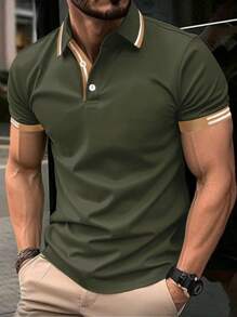Manfinity Mode Men's Color-Block Short Sleeve Polo Shirt