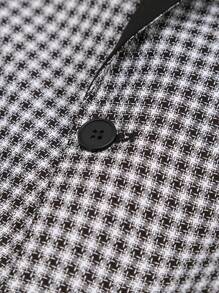 Manfinity AFTRDRK Men's Single-Breasted Plaid Suit Jacket With Patchwork Collar - Black - View 4