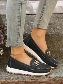 Women'S Comfortable Slip-On Rocker Sole Shoes With Thick & Soft Sole, Black - Black - View 3