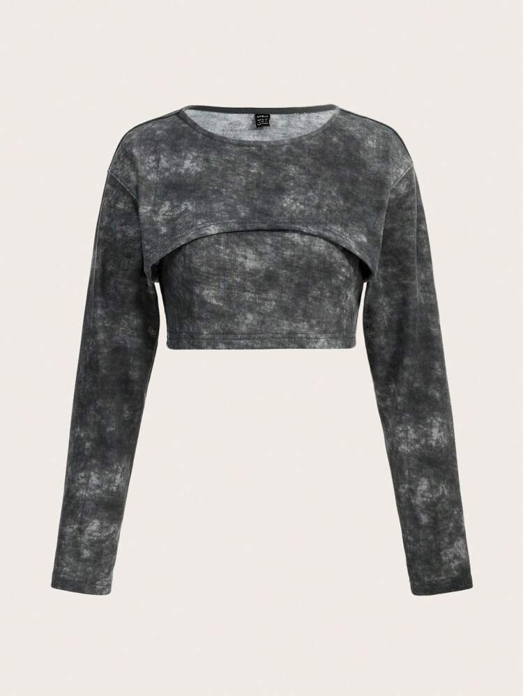 Women'S Tie-Dye Cropped Top And Tank Top 2pcs/Set