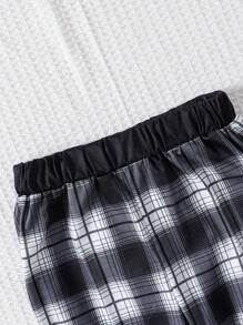 SHEIN Young Boys Casual Stylish Fist Printed Long Sleeve Hoodie And Pants Set - Black and White - View 6