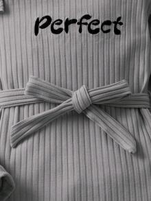 SHEIN Tween Girls' Letter Print Top And Pants Two Piece Set - Grey - View 5