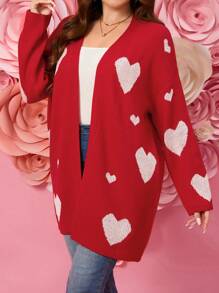 SHEIN LUNE Cárdigan de mujer de talla grande con patrón de amor