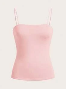 SHEIN BASICS Ladies Solid Color Camisole Top - Pink - View 1