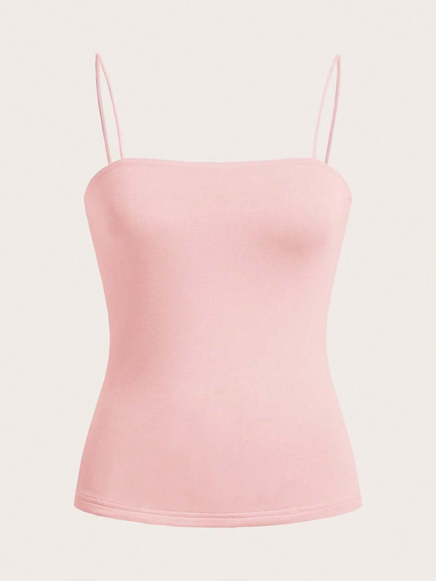 SHEIN BASICS Ladies Solid Color Camisole Top - Pink - View 1