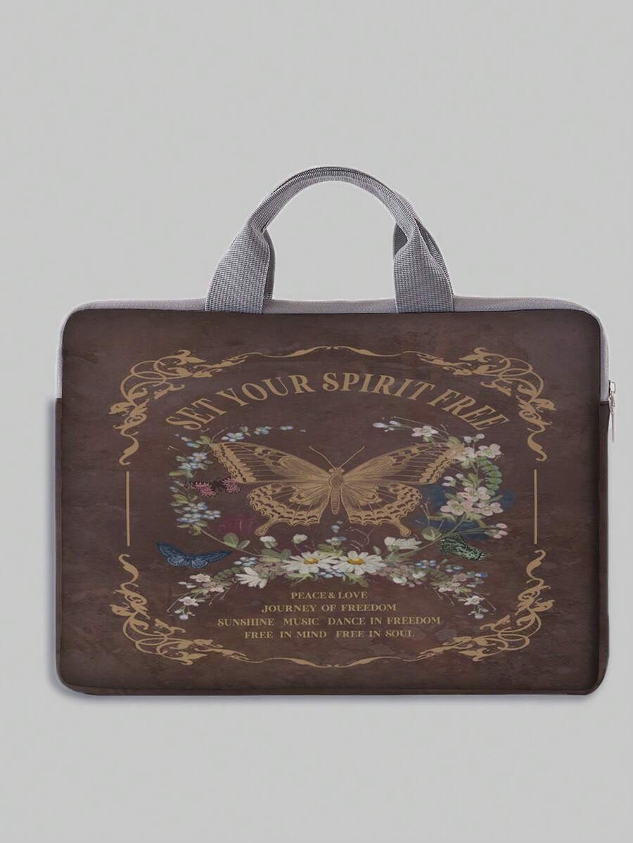 ROMWE Fairycore Butterfly Pattern Printed Laptop Bag - Multicolor - View 1
