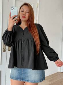 Dazy Petite Plus Damski Rękaw latarnia Bluzki Z Falbanka