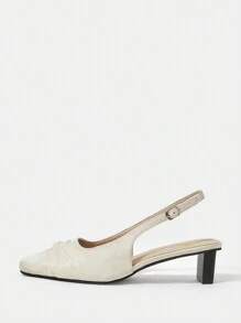 SheIn Belle 方頭蝴蝶結細節女時尚高跟單鞋