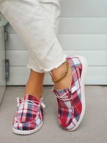 Women's Comfortable Casual Round Toe Large Size Flat Low Top Dopamine Color Block Lace-Up Sports Shoes - Multicolor - View 4