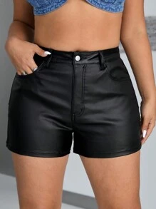 SHEIN ICON Quần short Slim Fit có túi nghiêng cỡ lớn - màu đen - Xem 3