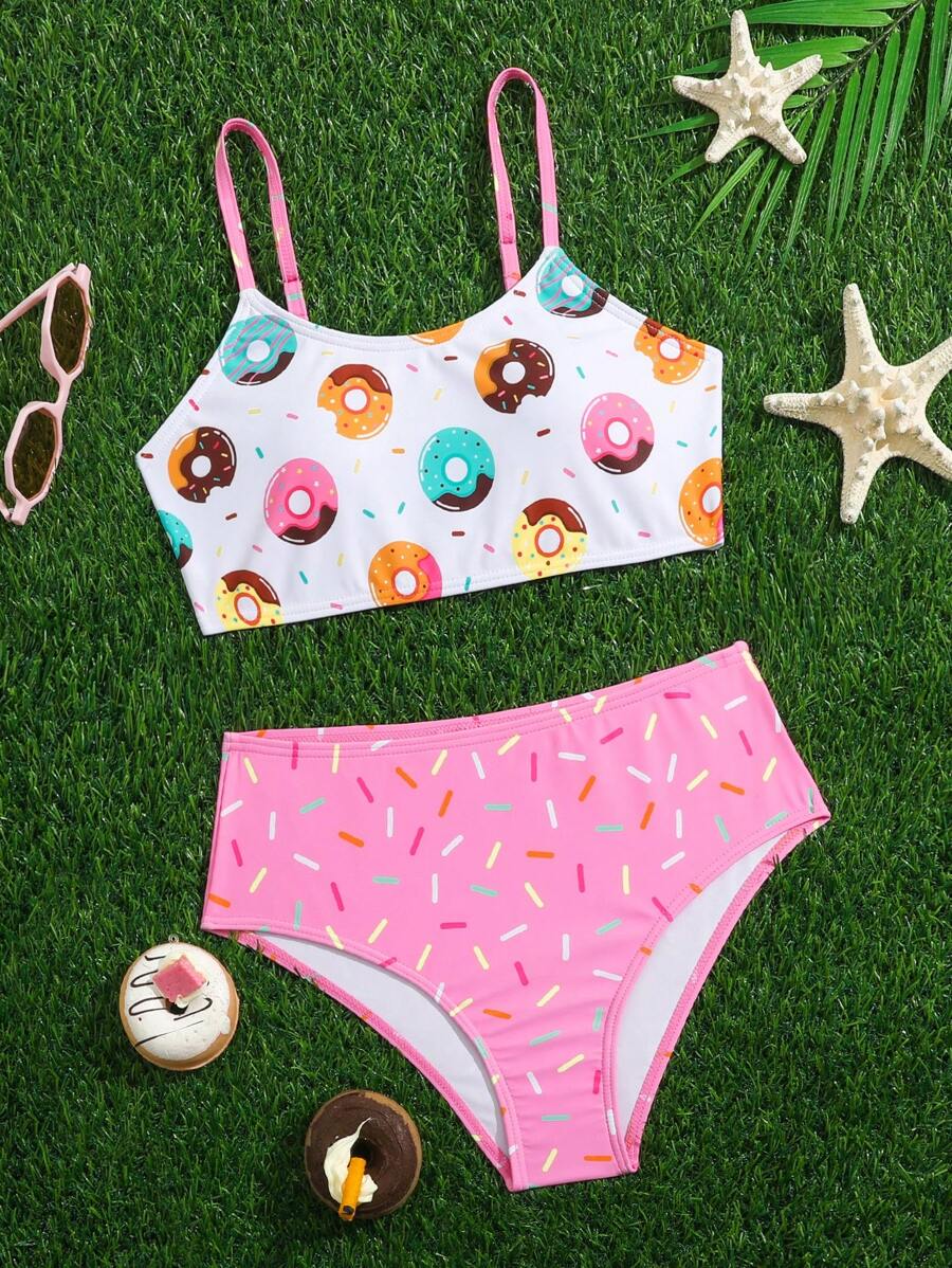 Tween Girl Slumpmässigt tryckt Bikini Set Summer Beach