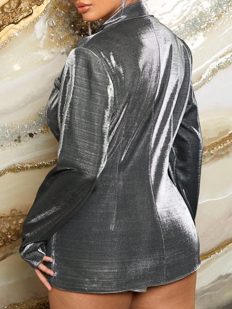 Women'S Silver-Thread Sparkly Fabric Suit Jacket