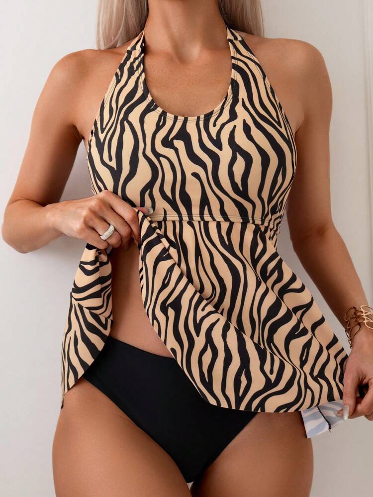 Summer Women's Printed Halter Strap Tankini Set Carnival