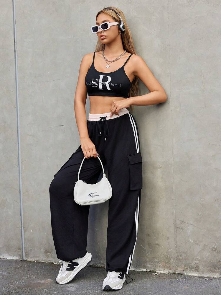 3pcs Slogan Print Tank Tops