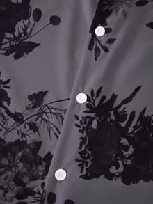 男士植物印花襯衫 - 淺灰紫 - 查看 4