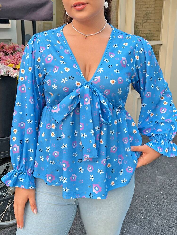 Plus Size Flower Printed T-Shirt