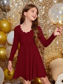 SHEIN Vestido Feminino De Malha Elegante De Manga Comprida Ondulado