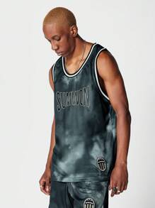 SUMWON Basketball Tank With All Over Print and Front Print - Dark Green - View 1