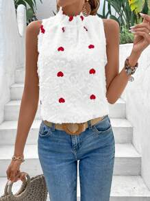 Breezaya Sleeveless Shirt With Heart Pattern - White - View 4