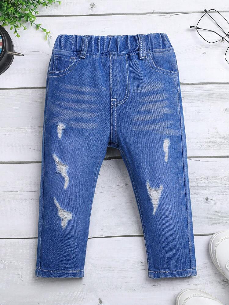Infant Boys' Stretchy Distressed Denim Jeans