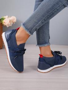 女士休閒運動鞋,透氣面料和輕質鞋底,舒適穿著 - 藍色 - 查看 3