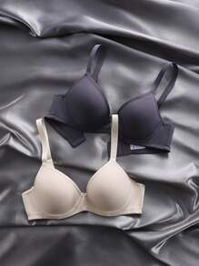 Women's Solid Color Bra And Wireless Bra (2 Pieces Set) Backless Bra - Multicolor - View 6