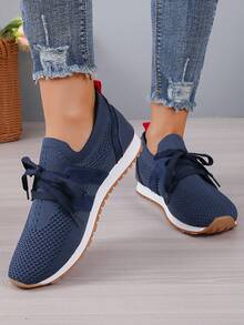 女士休閒運動鞋,透氣面料和輕質鞋底,舒適穿著 - 藍色 - 查看 1