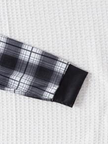 SHEIN Young Boys Casual Stylish Fist Printed Long Sleeve Hoodie And Pants Set - Black and White - View 5