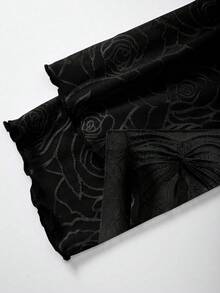 VaVaBold 女式提花露肩上衣 - 黑色 - 查看 7