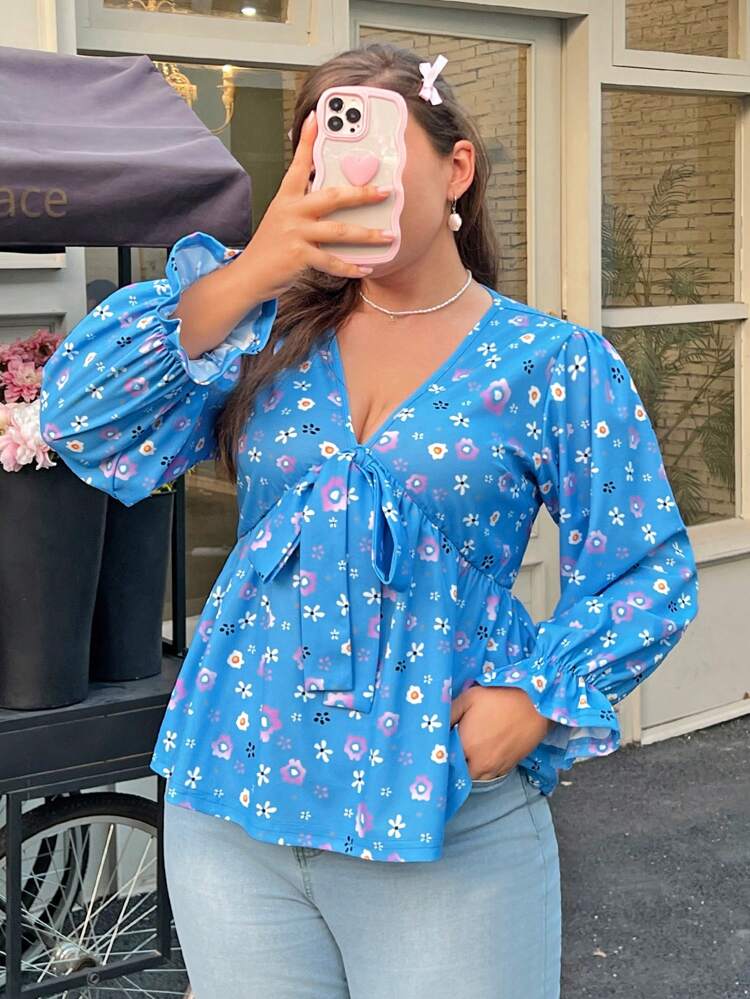 Plus Size Flower Printed T-Shirt