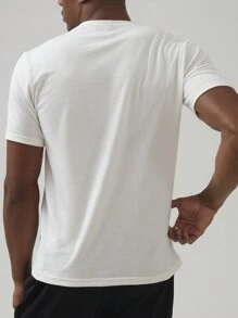 Shein 男士短袖針織t卹,印花設計 - 香檳色 - 查看 2