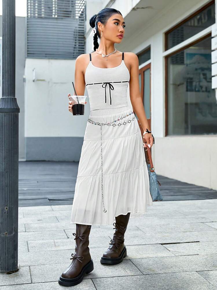 Casual Simple Slim Fit Cami Knit Top