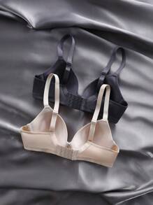 Women's Solid Color Bra And Wireless Bra (2 Pieces Set) Backless Bra - Multicolor - View 2