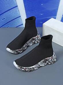 Easy Slip-On Wide Version Shoes, Suitable For Festivals, Comfortable, Lightweight, Breathable, Shock-Absorbing, Thick-Soled, Casual Sports Shoes For Outdoor Activities. - Black - View 3
