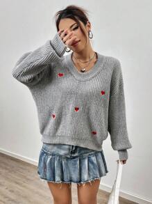 Flirla Geborduurde hartjes Oversized Truien