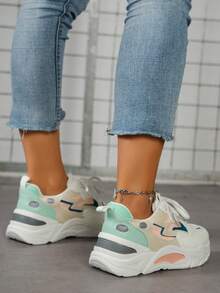 Breathable Korean Style Sporty Casual White Shoes - Blue and White - View 5