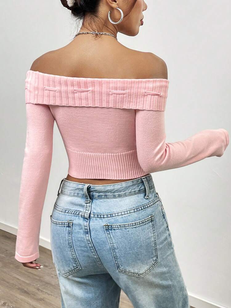 Drawstring Detail Cold Shoulder Asymmetrical Hem Knit Pullover Fall Winter Sweater