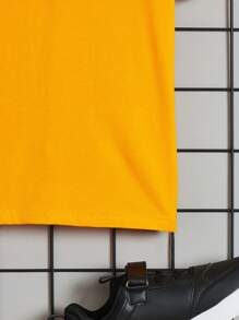 SHEIN Tween Boys' Comfortable Casual Slogan Printed T-Shirt - Yellow - View 5