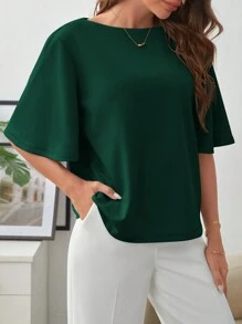 SHEIN Frenchy Solid Color Bell Sleeve T-Shirt