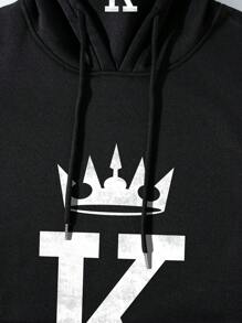 Manfinity Dauomo Men's Crown Pattern Sweatshirt With Mask Design - Black - View 5