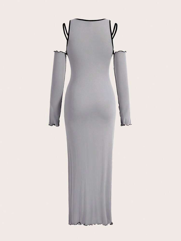 Women'S Cold-Shoulder High Slit Dress