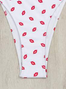 Swim Vcay Women's Lip Pattern Halter Bikini Set Valentine Summer Beach - Multicolor - View 4